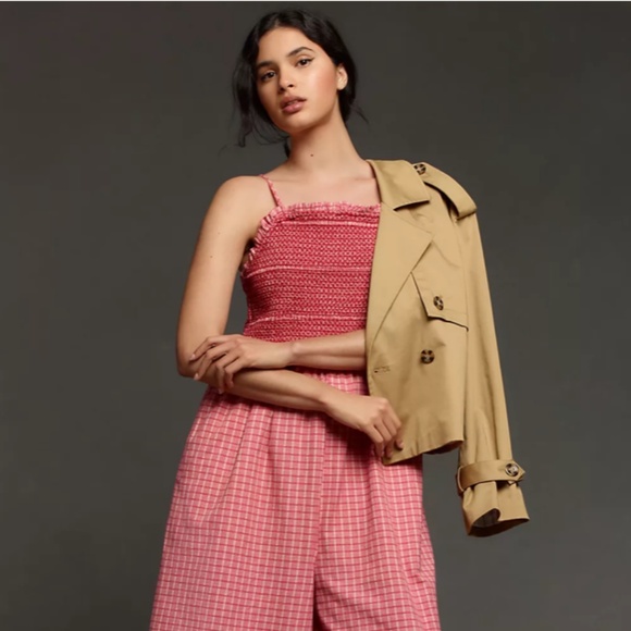 Brand New Maeve Smocked Basque-Waist Jumpsuit - Picture 3 of 9